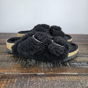 Birkenstock Arizona Shearling Big Buckle Womens Size 4 Narrow Slippers Sandal 35